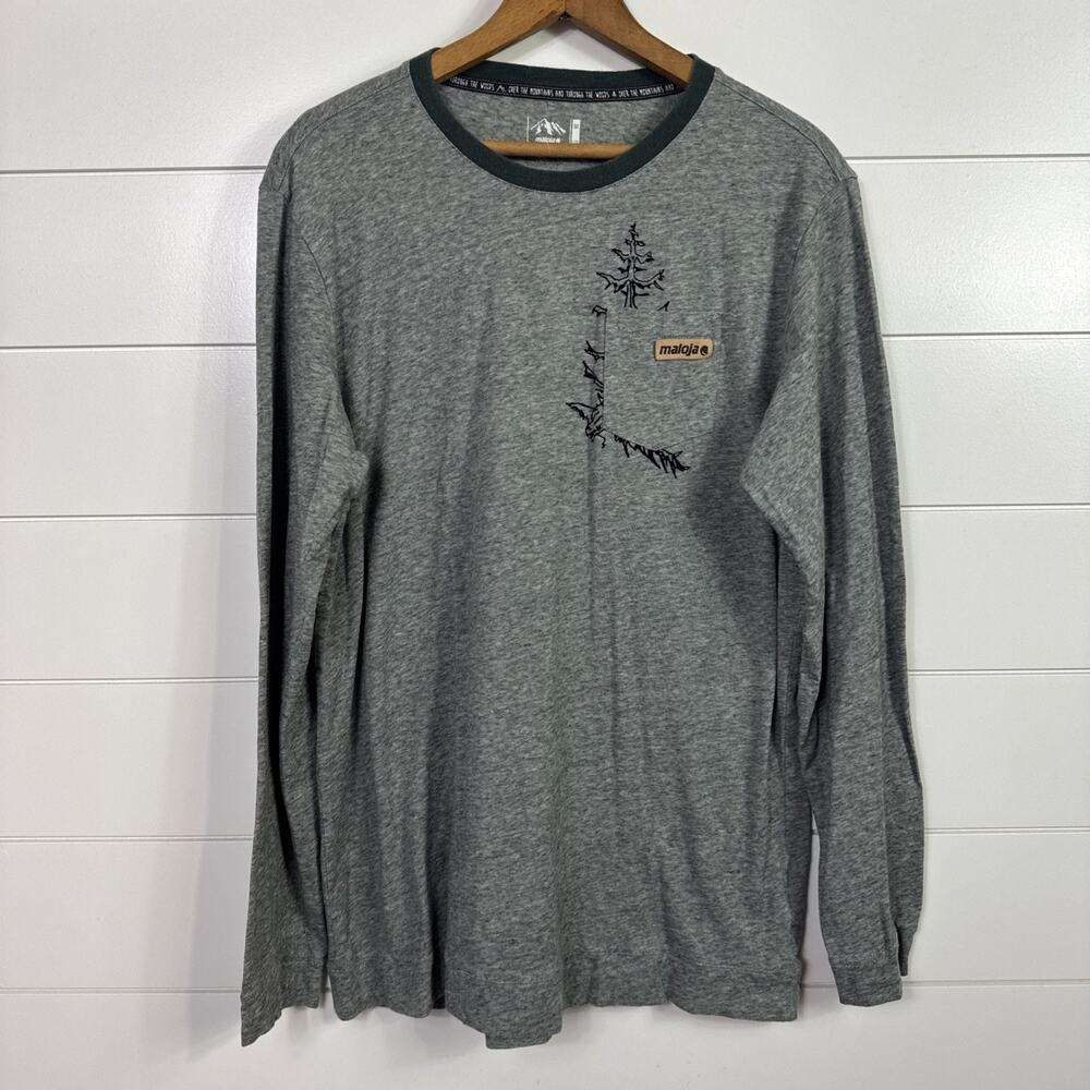 Maloja Long Sleeve Crewneck Graphic Tee Shirt Green sz M